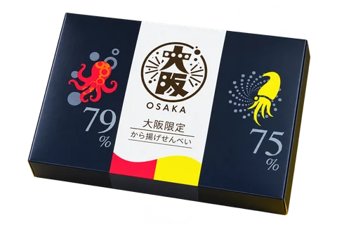 大阪限定 から揚げせんべい：箱・パッケージ