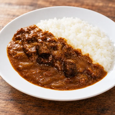 神戸牛カレー：雰囲気と断面