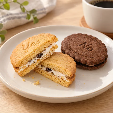 キャラメルバターサンドイッチ レーズン＆ショコラアプリコット：雰囲気と断面