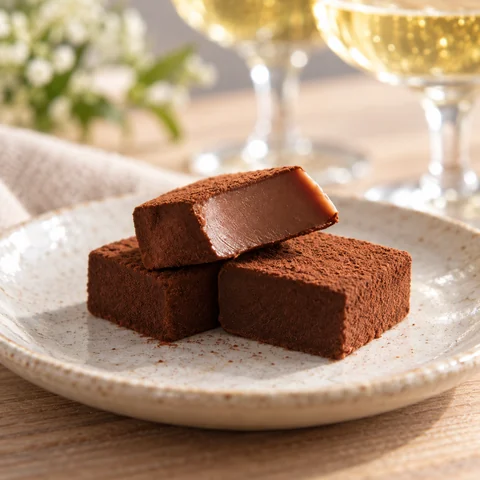 生チョコレート［シャンパン ピエール ミニョン］：雰囲気と断面