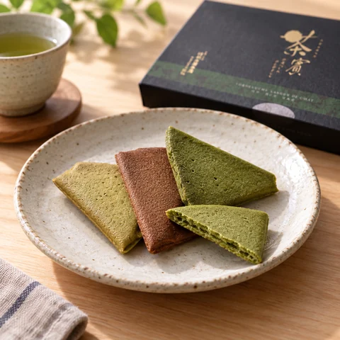お濃いくちラングドシャ「茶賓」詰め合わせ：雰囲気と断面