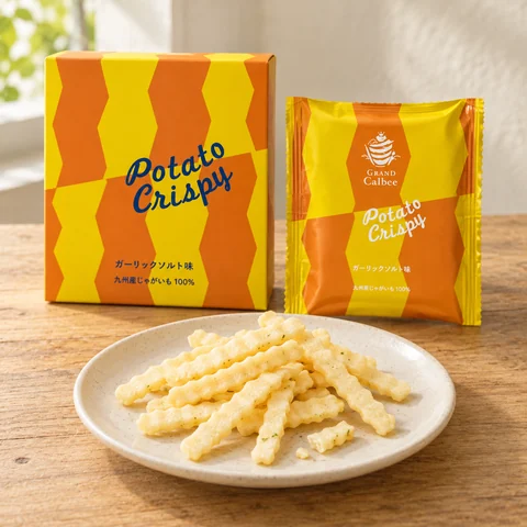 Potato Crispy ガーリックソルト味：雰囲気と断面