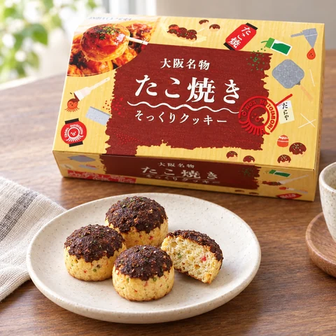 たこ焼きそっくりクッキー：雰囲気と断面