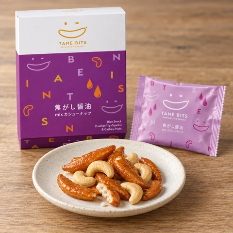 焦がし醤油 mix カシューナッツ：雰囲気と断面