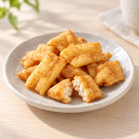 揚もち 醤油味：雰囲気と断面