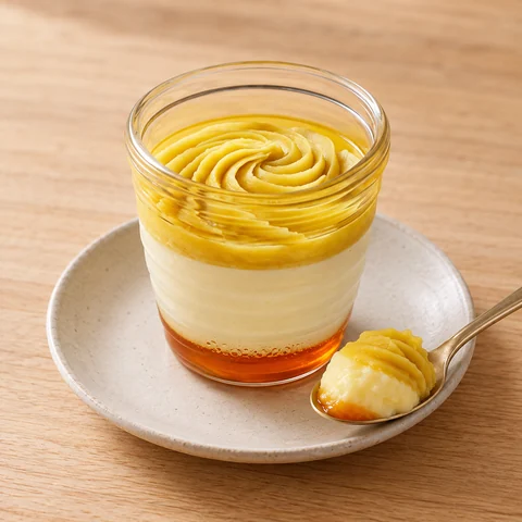 濃い蜜芋のプリン：雰囲気と断面